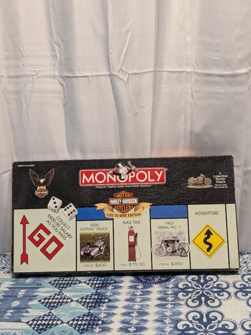 Harley Davidson Live To Ride 2000 Monopoly Board Game 99% COMPLETE Motorcycle